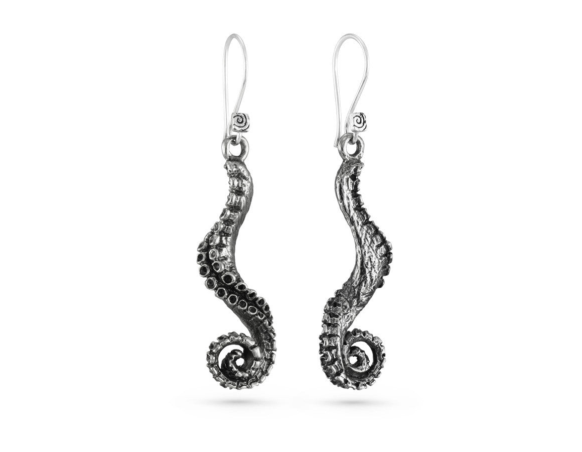 Tentacle Earrings in Silver