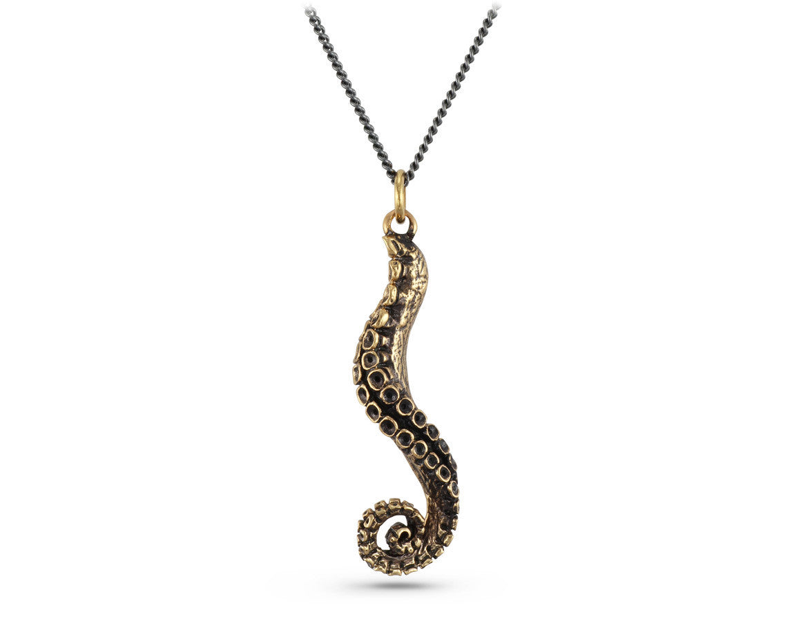 Tentacle Necklace in Bronze - shown on gunmetal chain