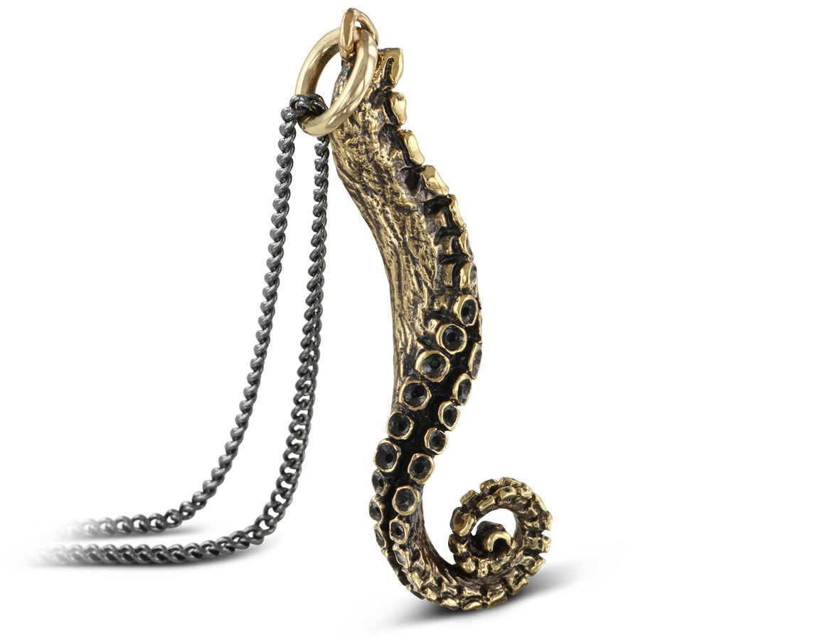 Tentacle Necklace in Bronze - shown on gunmetal chain