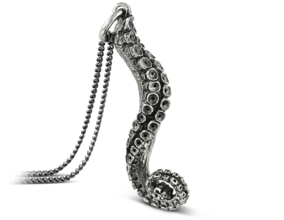 Tentacle Necklace in Silver - shown on gunmetal chain