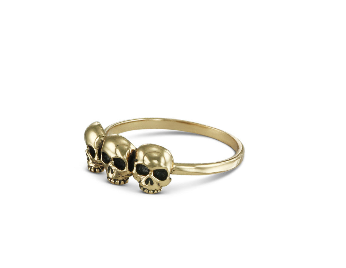 Three Skulls Stacking Ring in Bronze