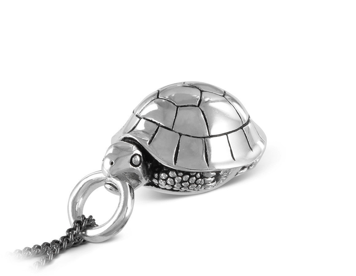 Turtle Necklace in Silver - shown on gunmetal chain