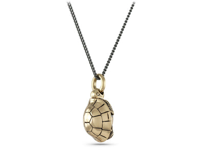 Turtle Necklace in Bronze - shown on gunmetal chain