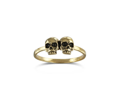 Two Skulls Stacking Ring in Bronze