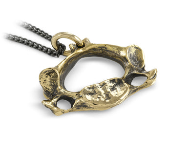 Vertebra Necklace in Bronze - shown on gunmetal chain