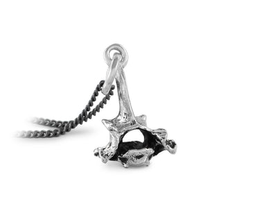 Small Vertebra Necklace in Silver - shown on gunmetal chain