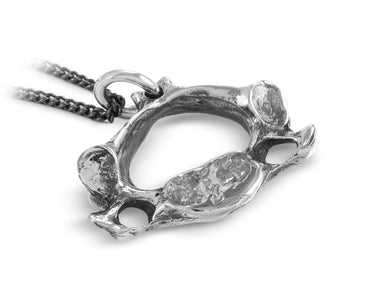 Vertebra Necklace in Silver - shown on gunmetal chain