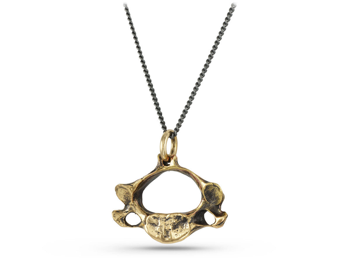 Vertebra Necklace in Bronze - shown on gunmetal chain