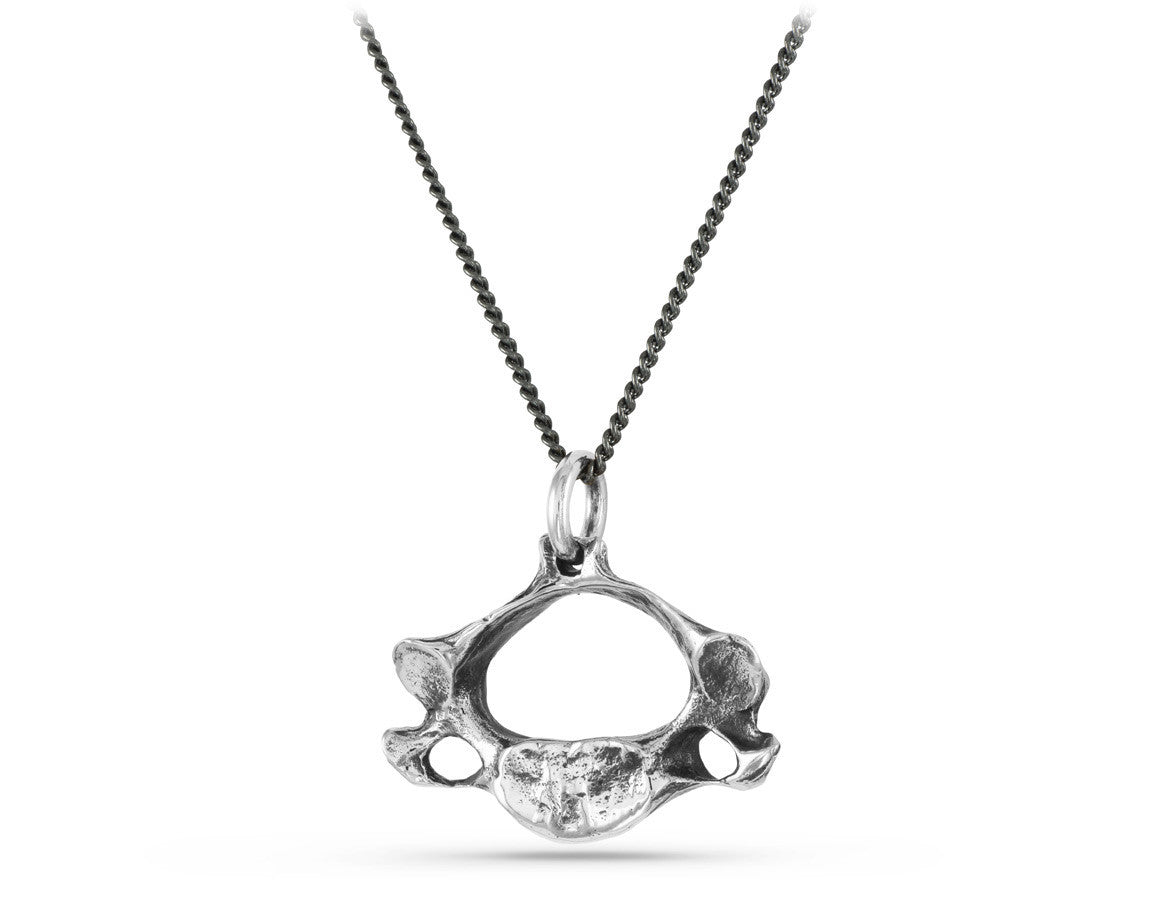 Vertebra Necklace in Silver - shown on gunmetal chain