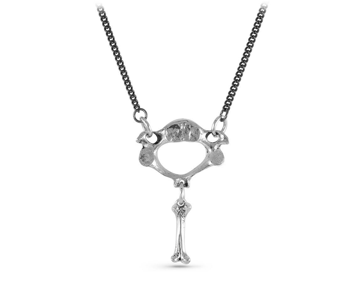 Vertebra & Bone Necklace in Silver