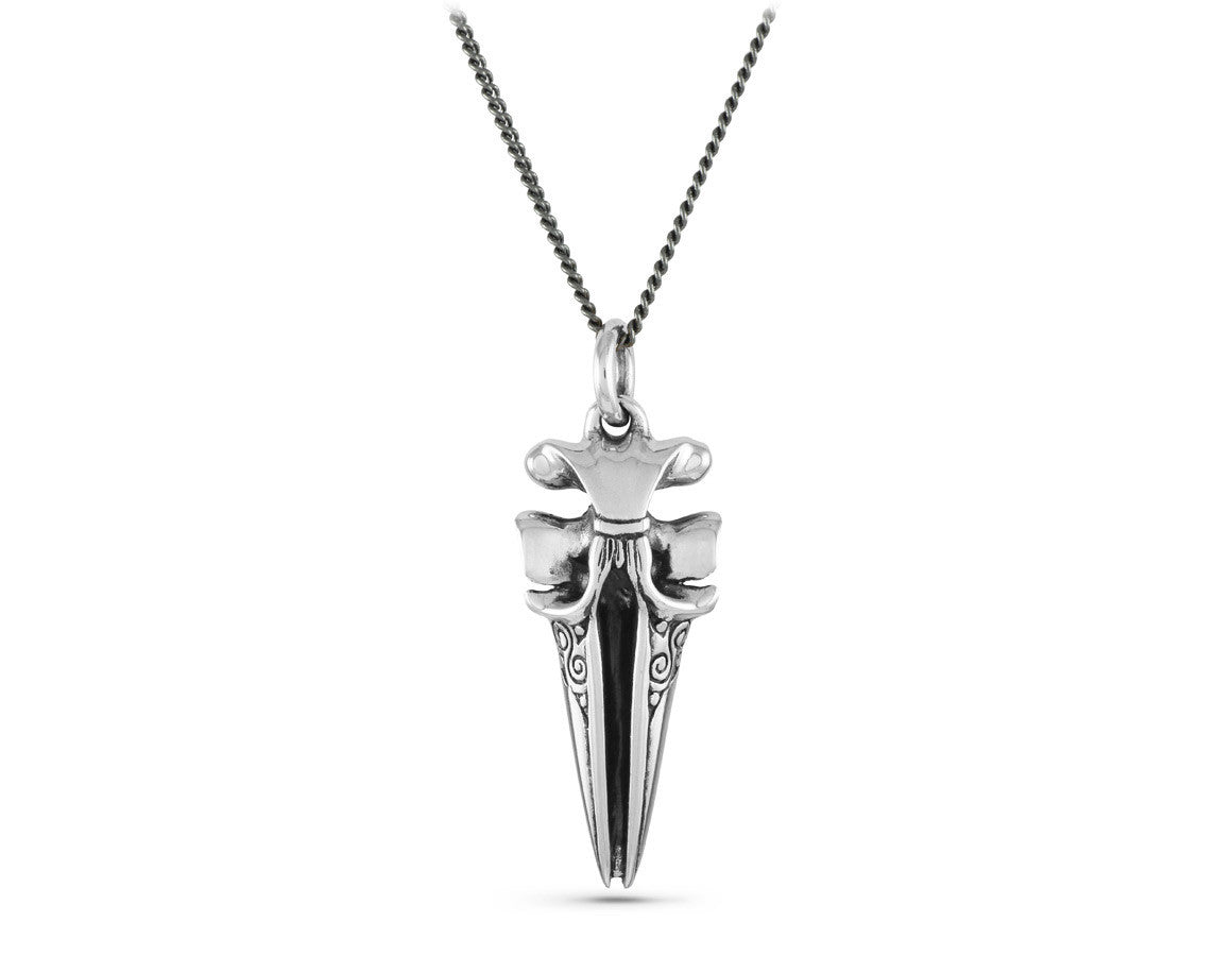 Whale Skull Necklace in Silver - shown on gunmetal chain