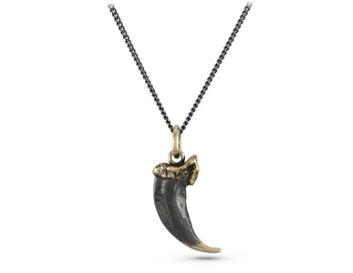 Black Wolf Claw Necklace in Bronze - shown on gunmetal chain