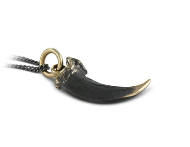 Black Wolf Claw Necklace in Bronze - shown on gunmetal chain