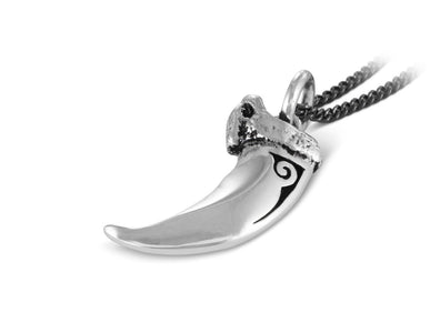 Wolf Claw Necklace in Silver - shown on gunmetal chain