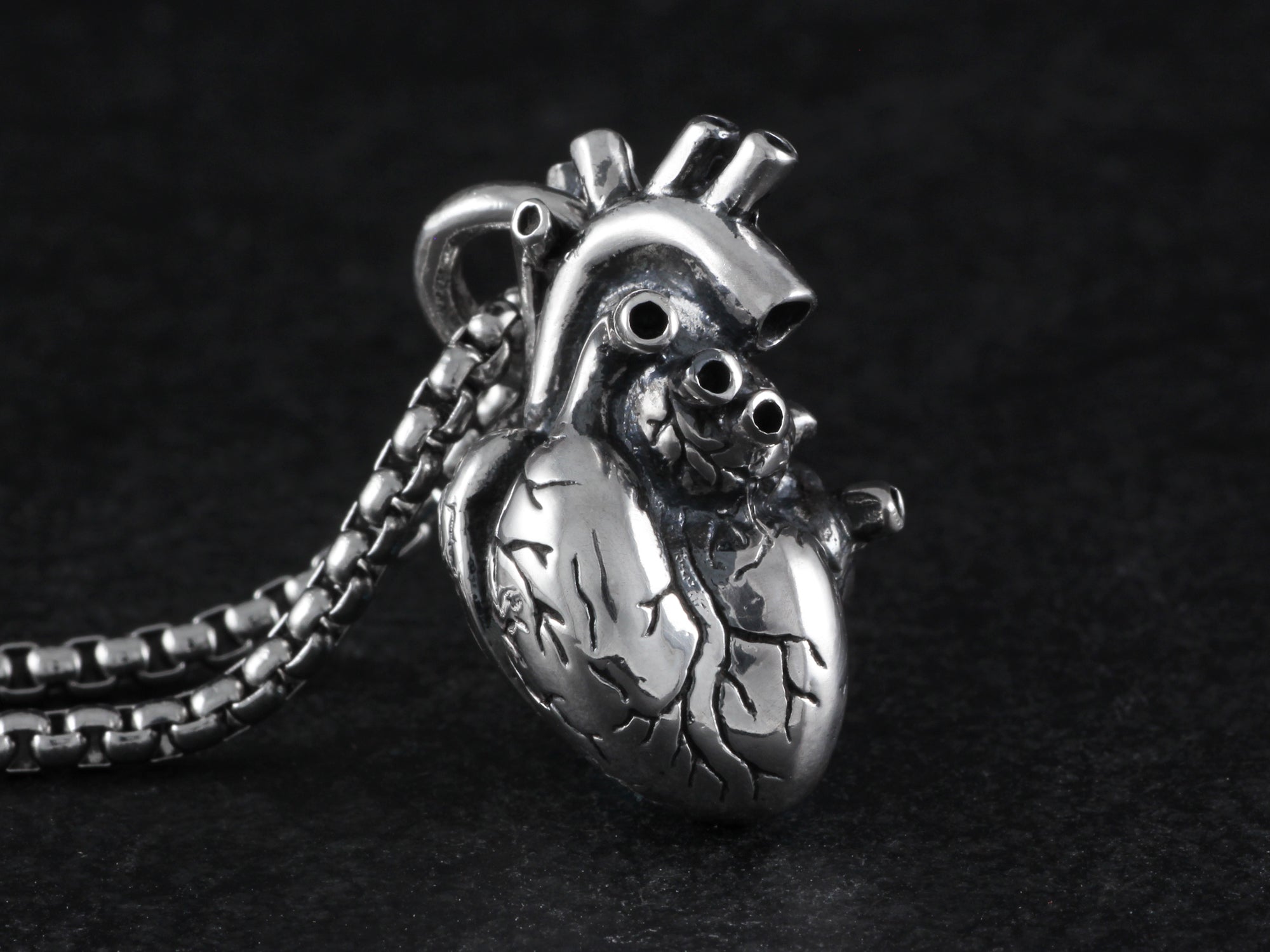 Sterling Silver Anatomical Heart Necklace