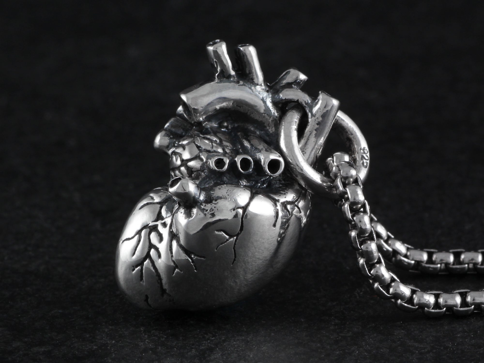 Sterling Silver Anatomical Heart Necklace