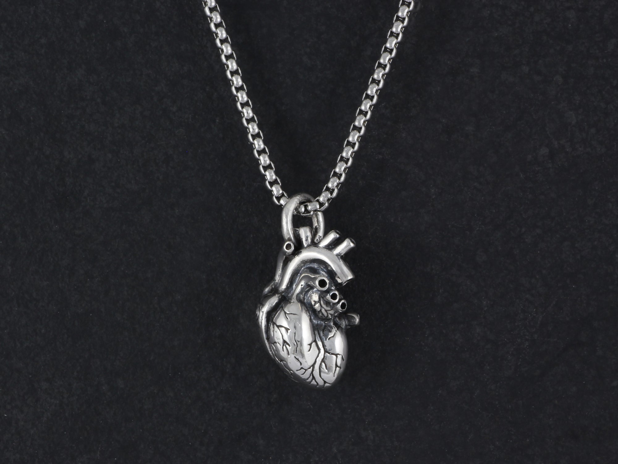 Sterling Silver Anatomical Heart Necklace