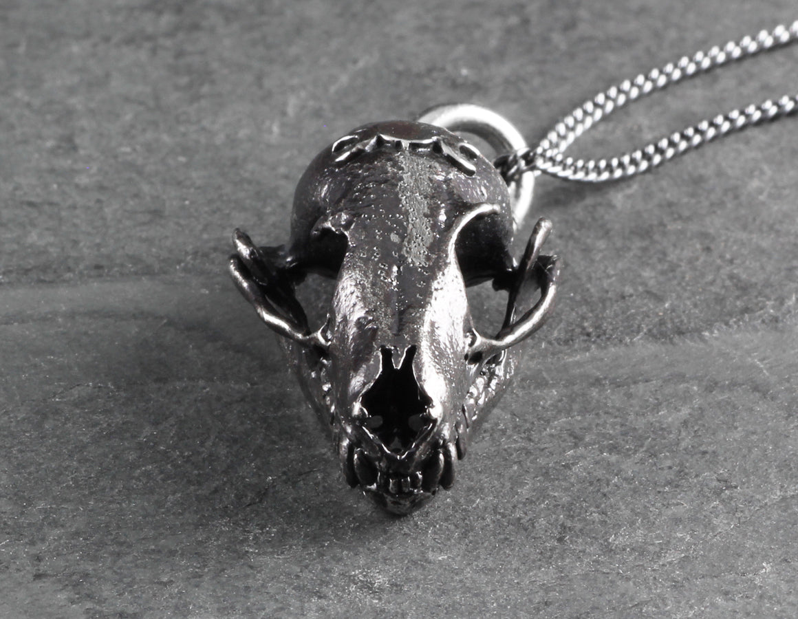 Bat Skull Necklace - Silver