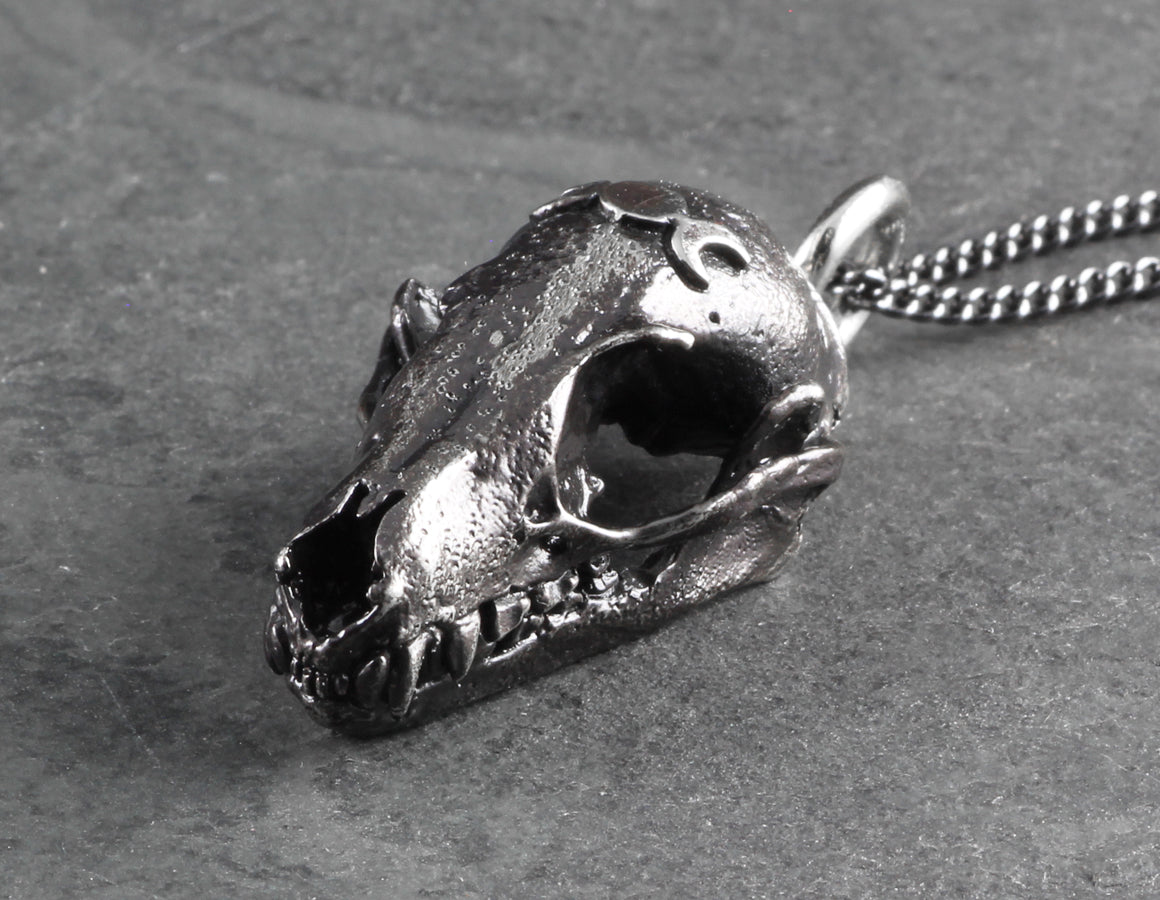 Bat Skull Necklace - Silver