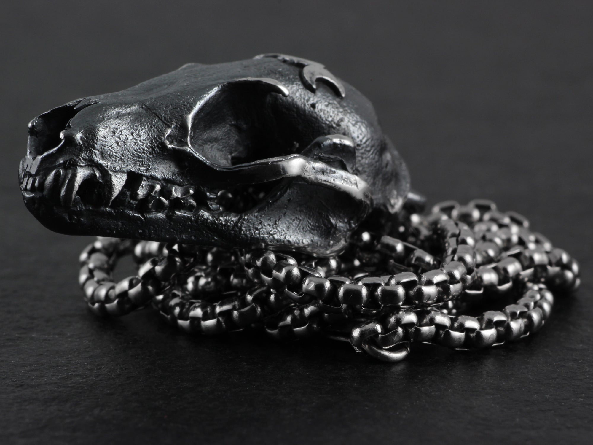 Sterling Silver Bat Skull Necklace