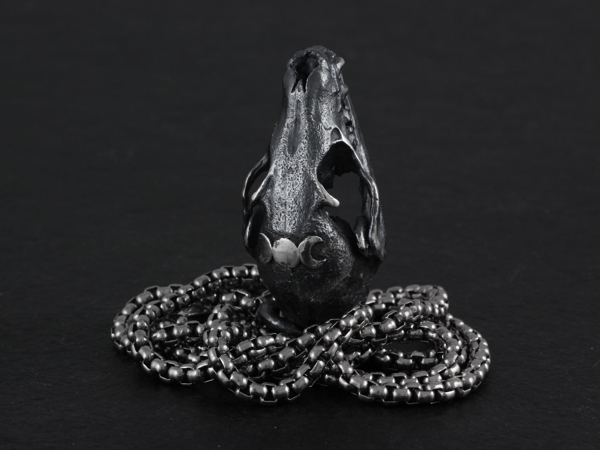 Sterling Silver Bat Skull Necklace