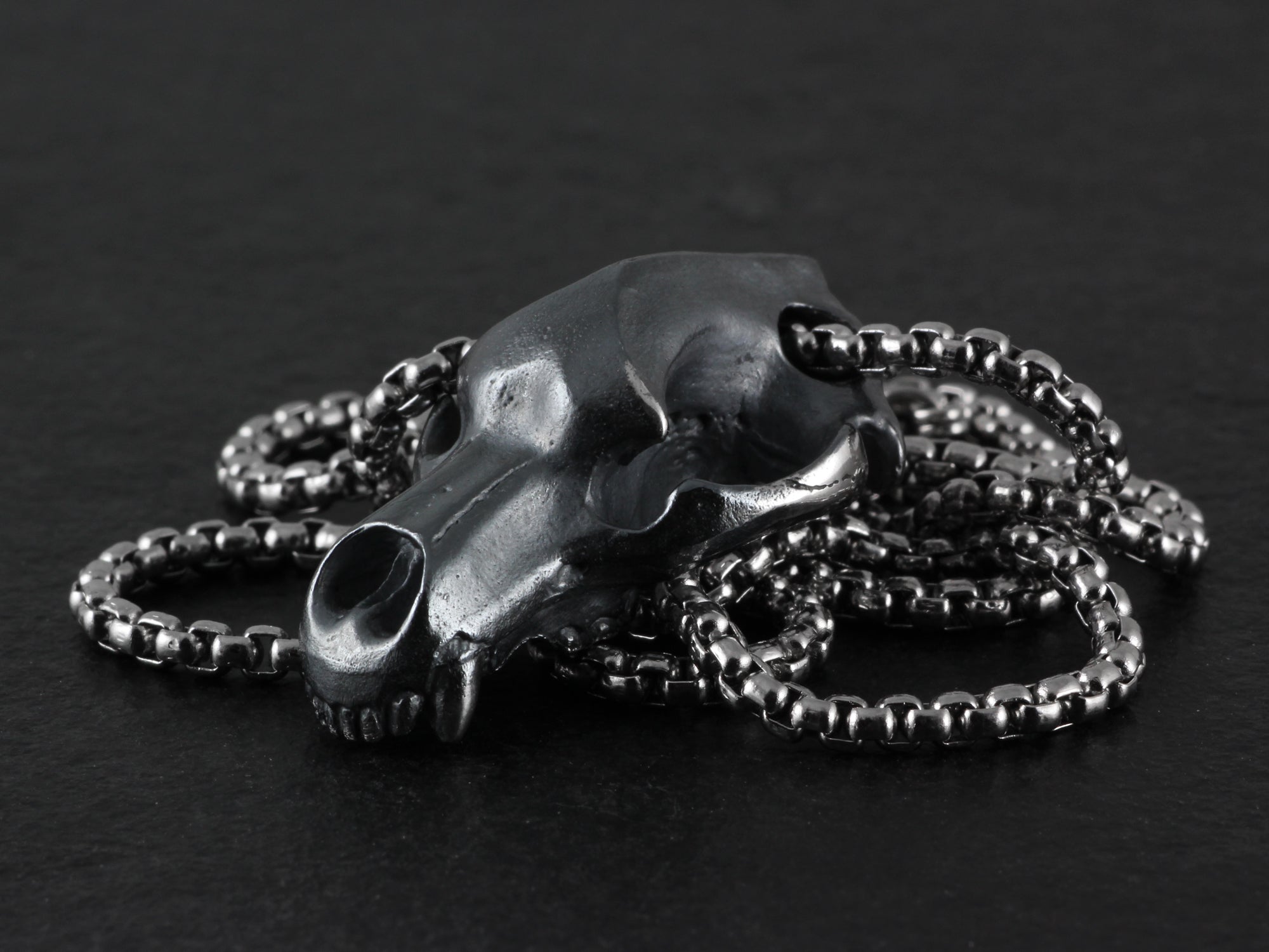 Sterling Silver Bear Skull Necklace