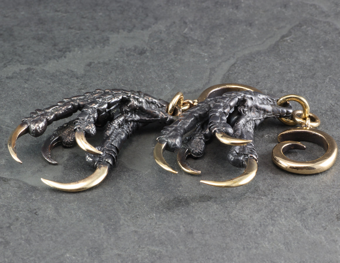 Black Crow Claw Gauged Spiral Earrings - Bronze