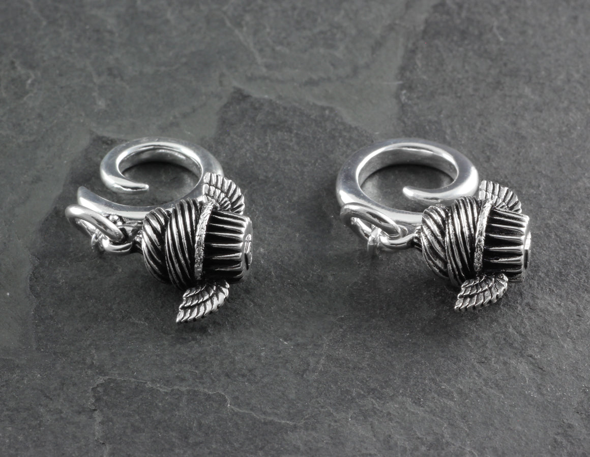 Cupcake Gauged Spiral Earrings - Silver