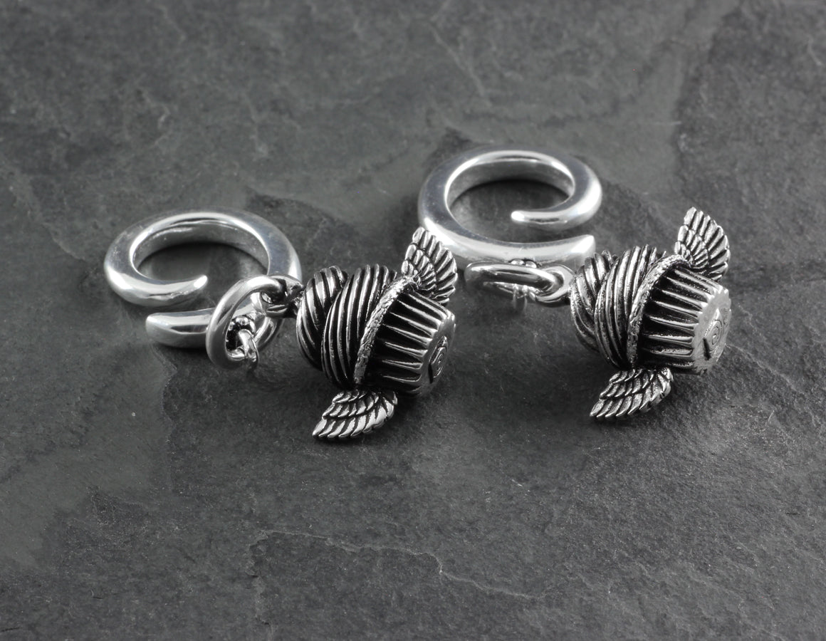 Cupcake Gauged Spiral Earrings - Silver