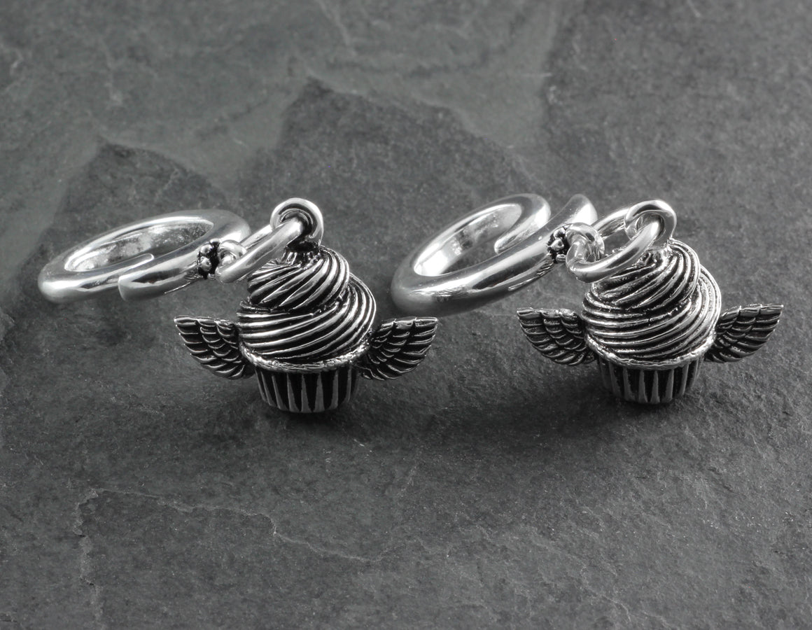 Cupcake Gauged Spiral Earrings - Silver