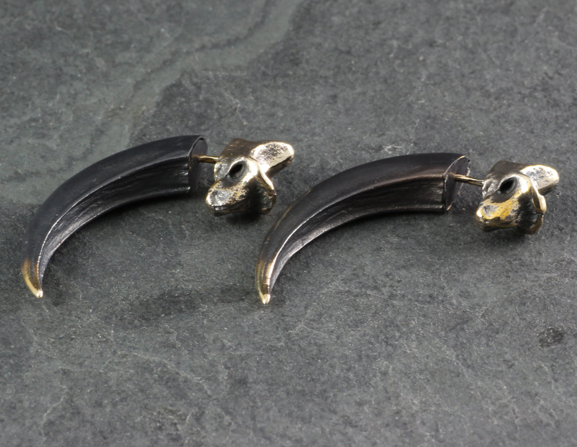 Black Talon Earrings - Oxidized Bronze