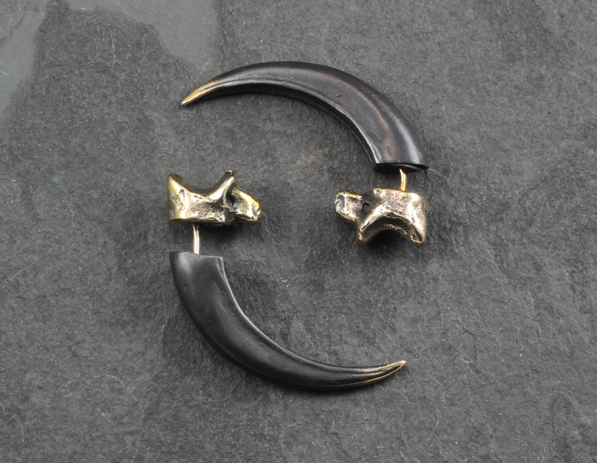 Black Talon Earrings - Oxidized Bronze