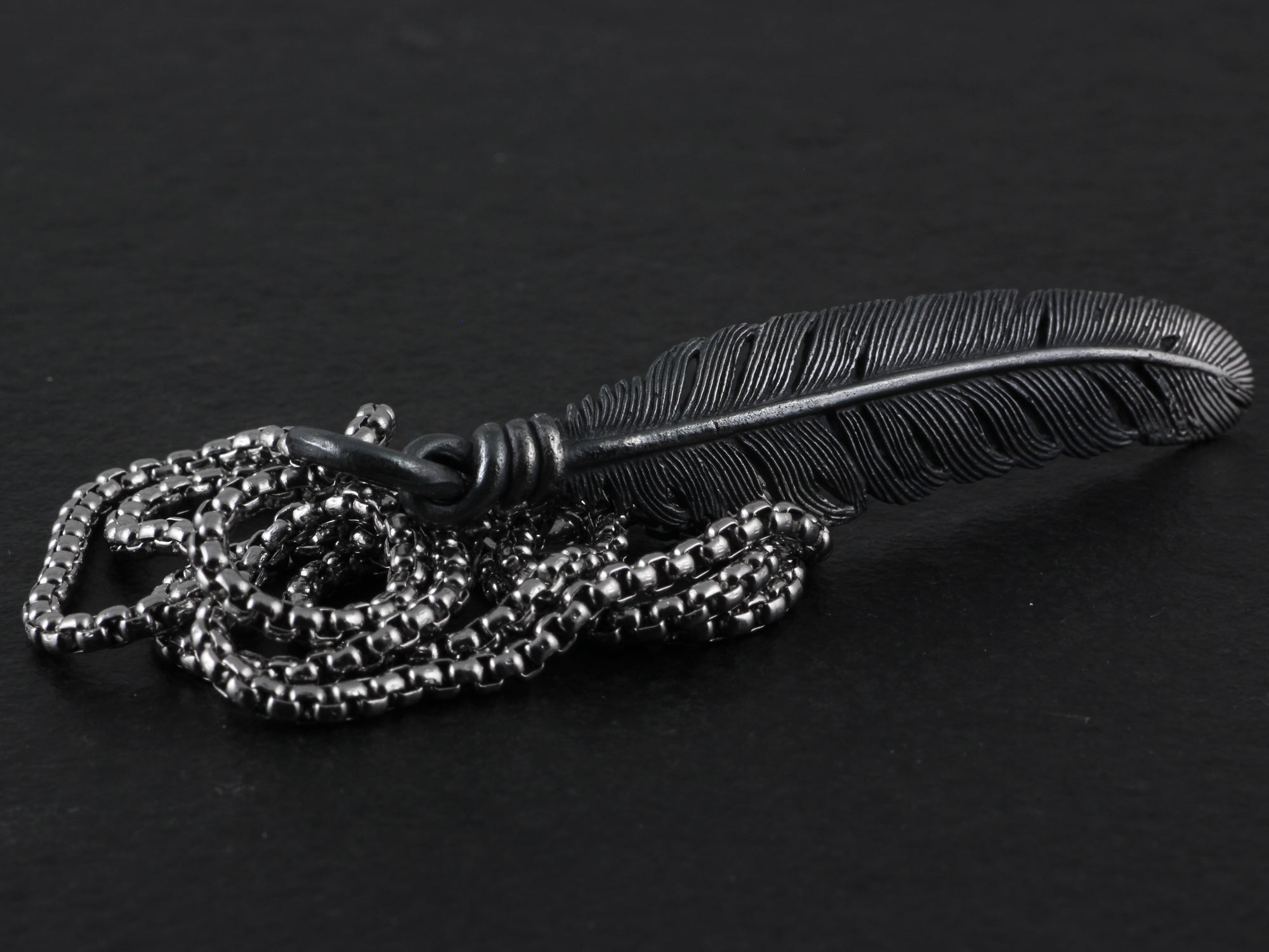 Sterling Silver Raven Feather Necklace