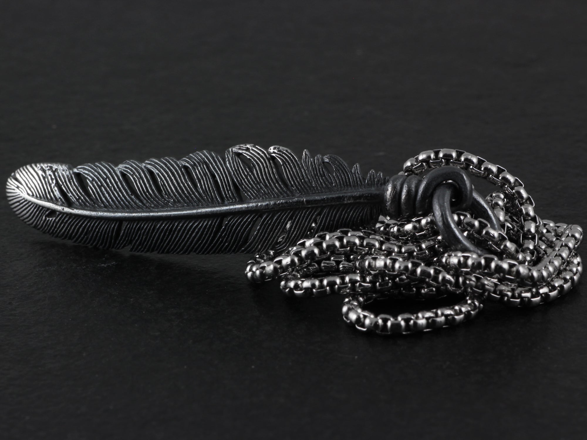 Sterling Silver Raven Feather Necklace