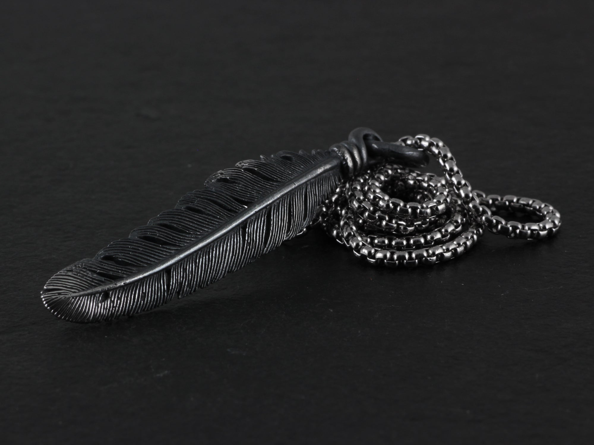 Sterling Silver Raven Feather Necklace