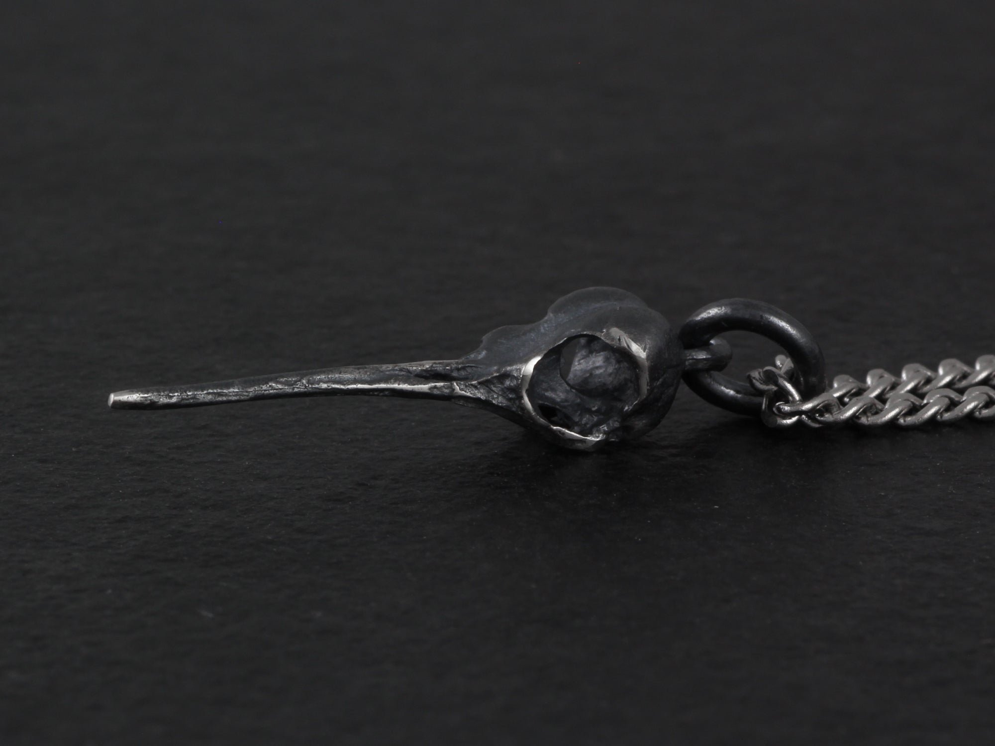 Sterling Silver Hummingbird Skull Necklace