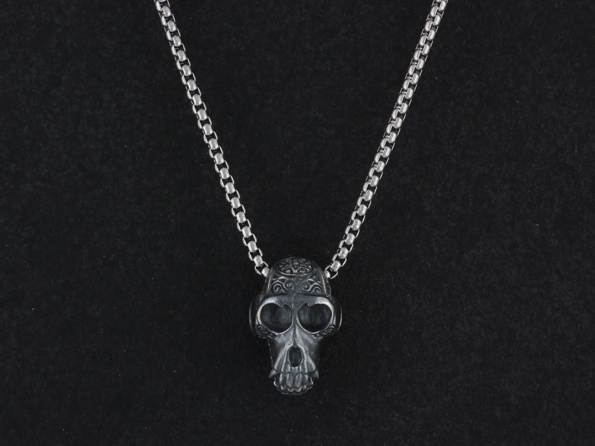 Sterling Silver Monkey Skull Necklace