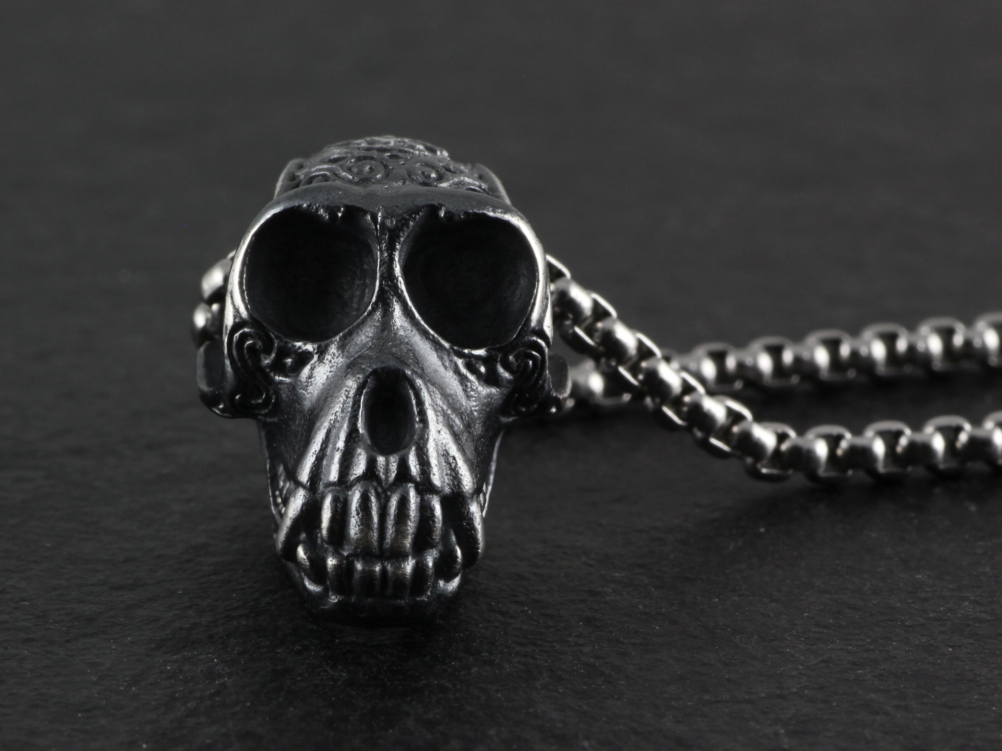 Sterling Silver Monkey Skull Necklace