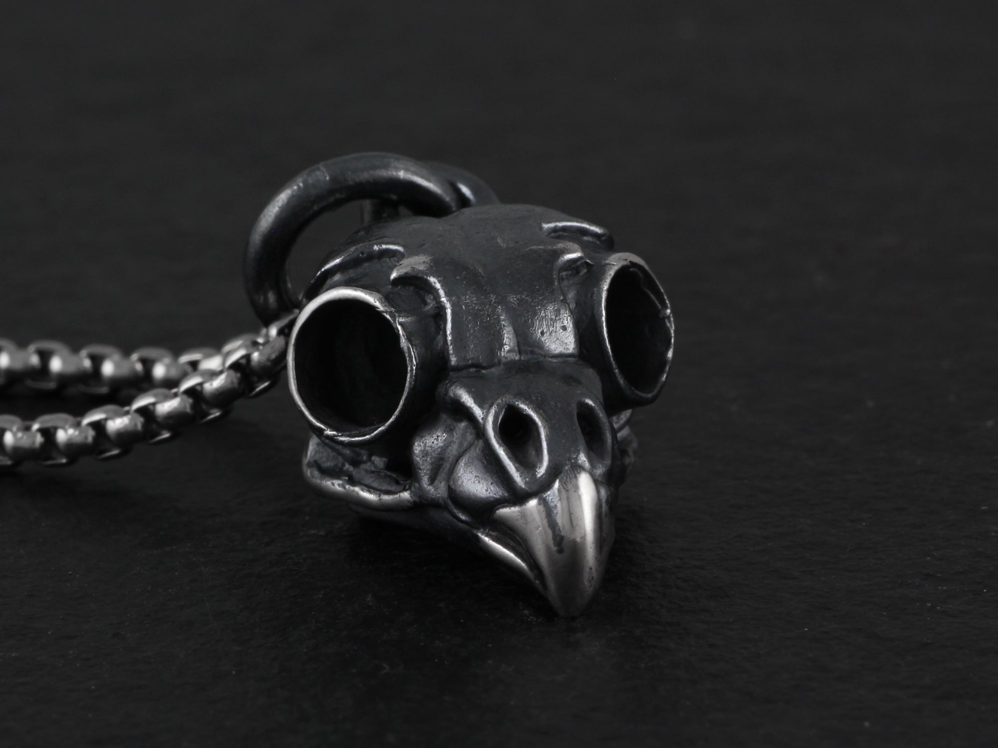 Sterling Silver Owl Skull Necklace