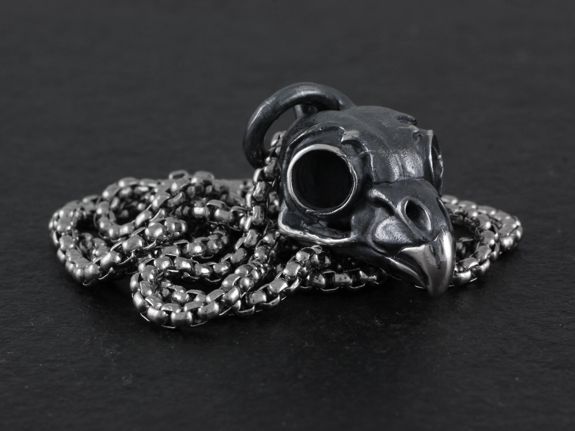 Sterling Silver Owl Skull Necklace