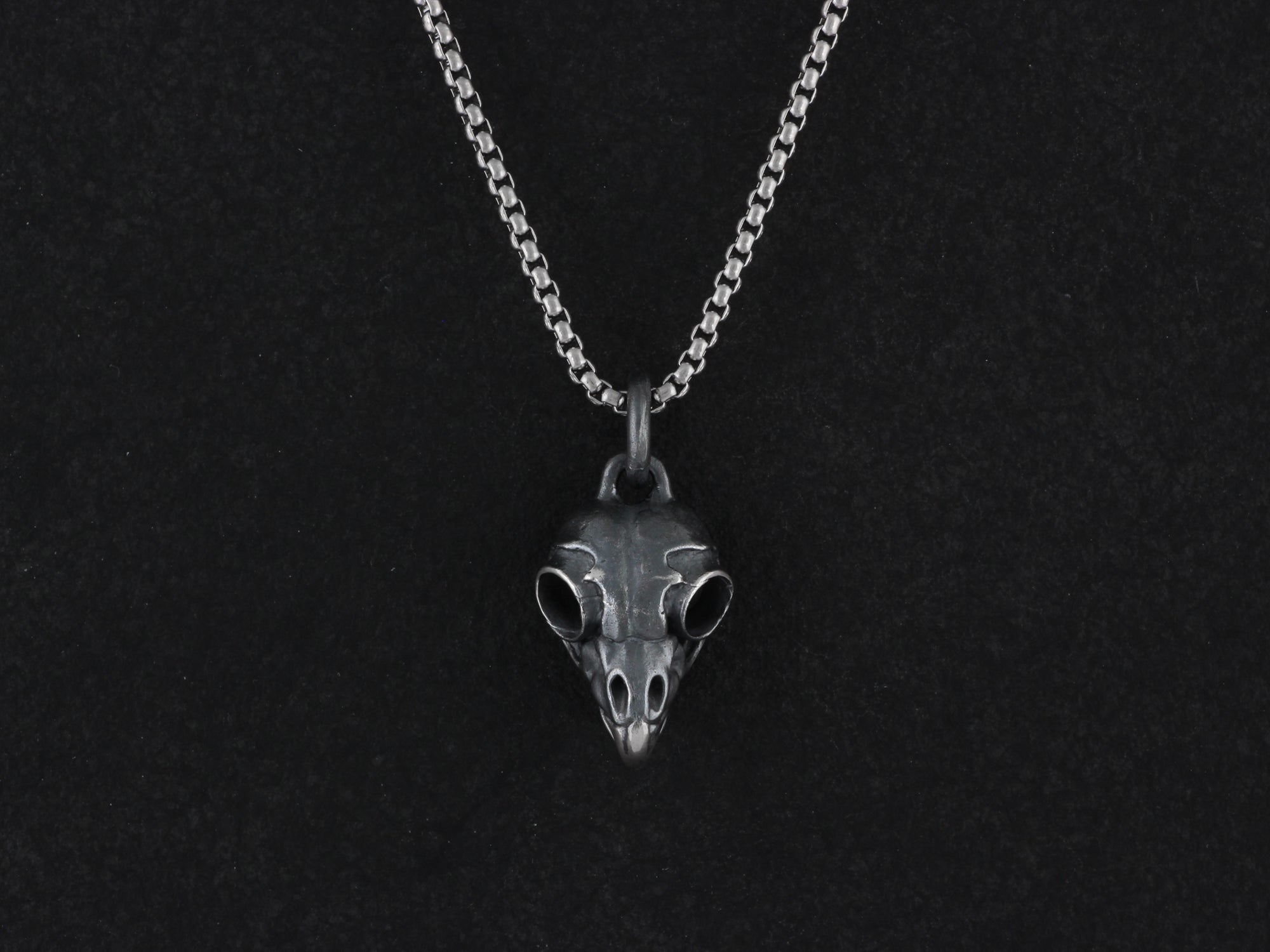 Sterling Silver Owl Skull Necklace