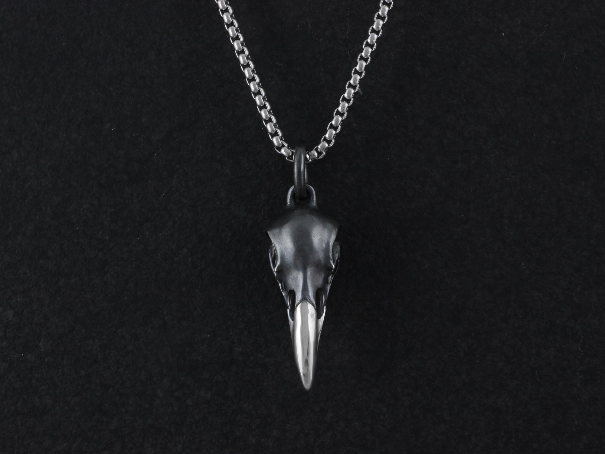 Sterling Silver Raven Skull Necklace