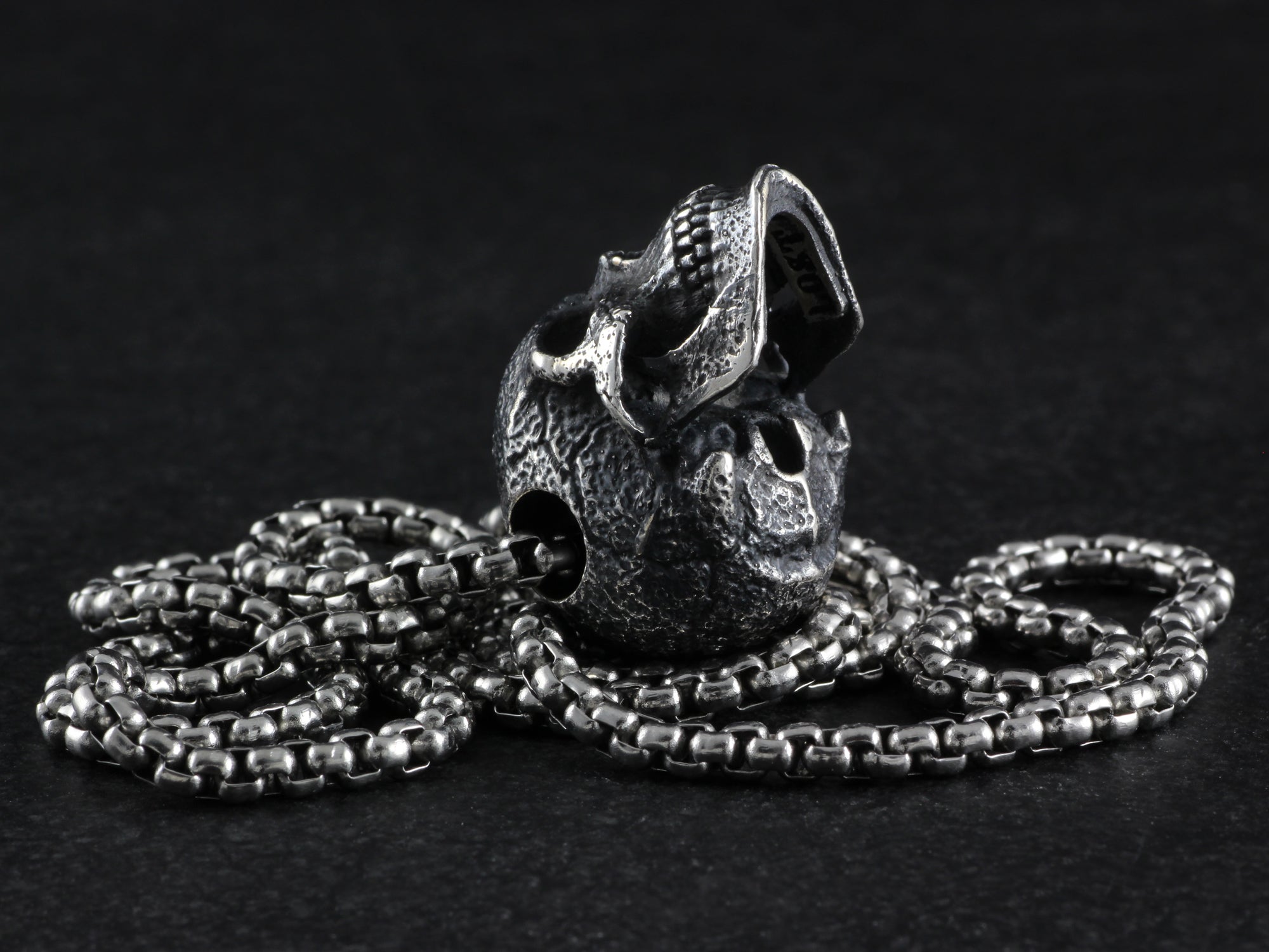 Sterling Silver Human Skull Necklace