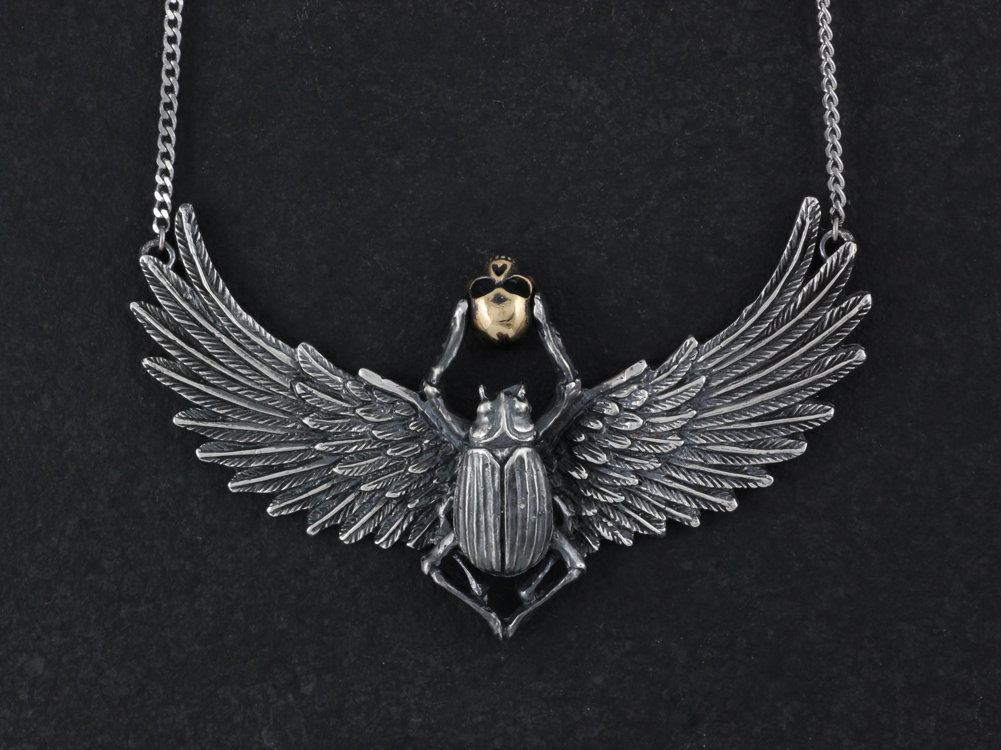 Sterling Silver Large Scarab Necklace