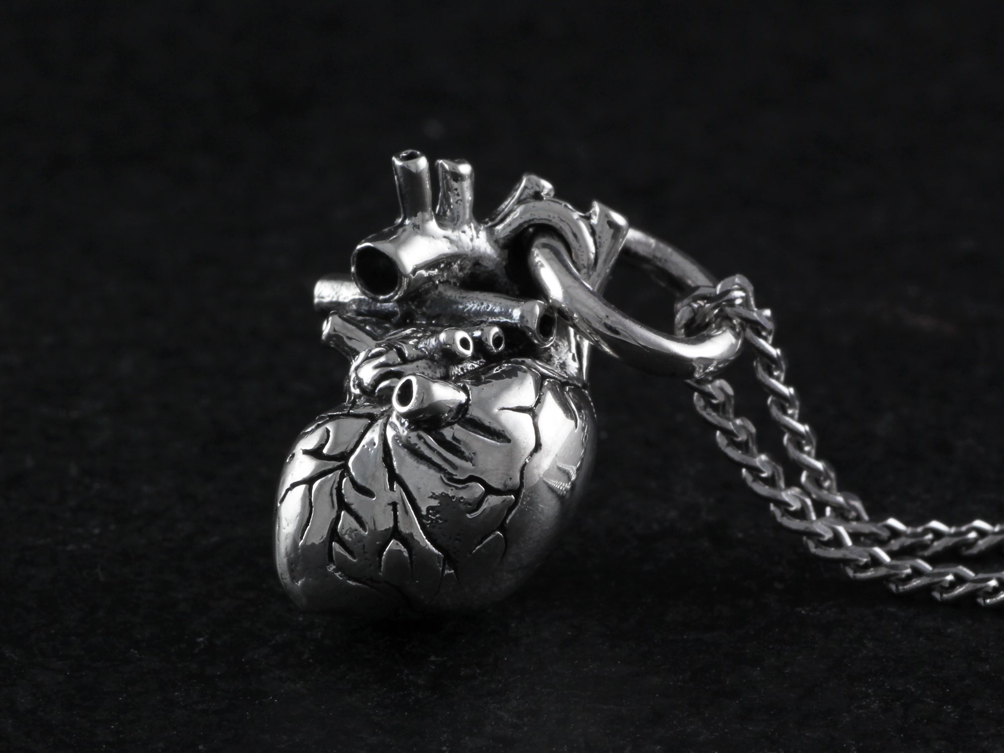 Sterling Silver Anatomical Heart Necklace - Small