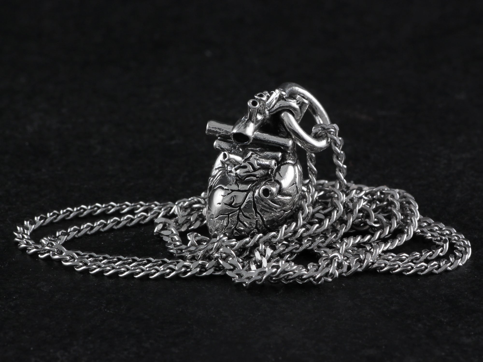 Sterling Silver Anatomical Heart Necklace - Small