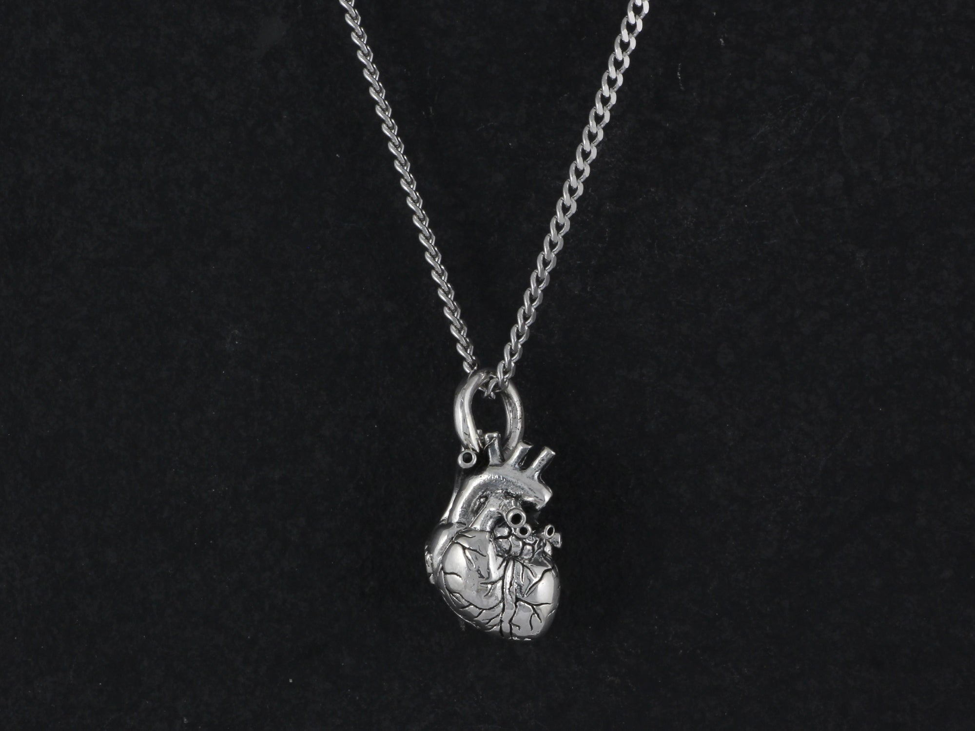 Sterling Silver Anatomical Heart Necklace - Small