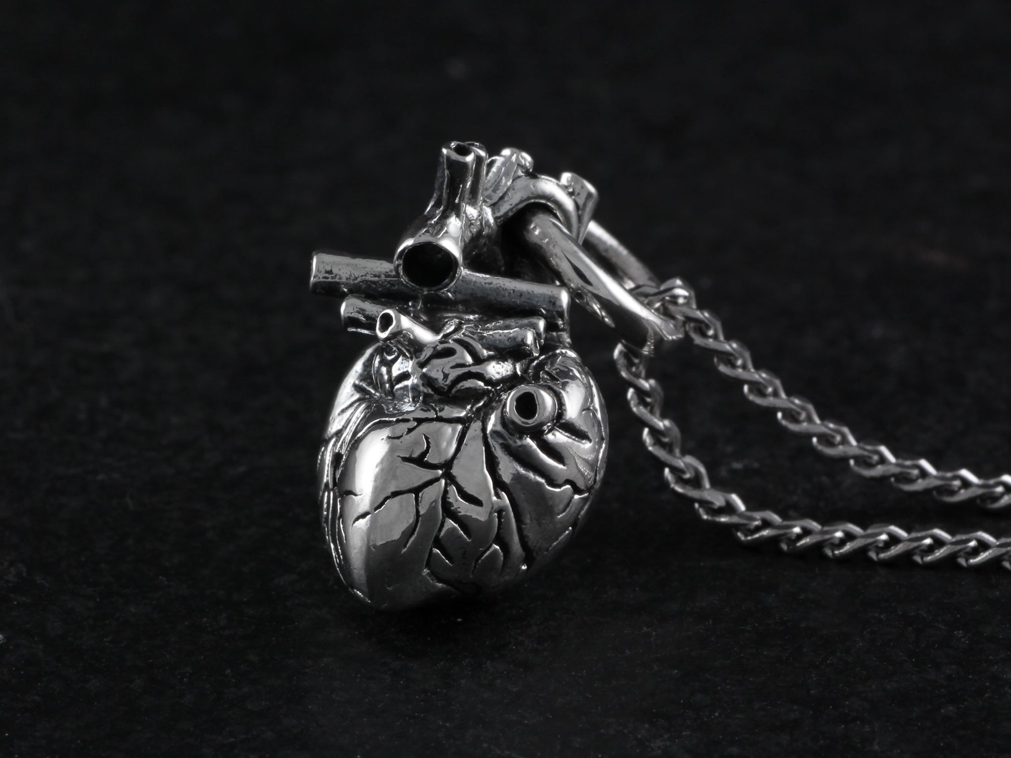 Sterling Silver Anatomical Heart Necklace - Small