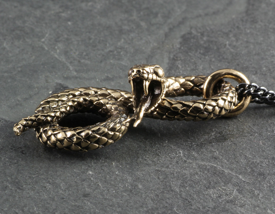 Coiled Snake Necklace - Bronze