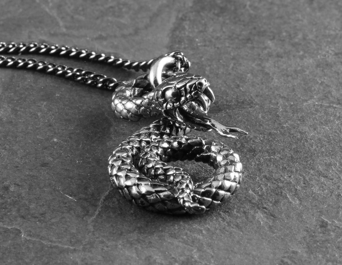 Coiled Snake Necklace - Silver